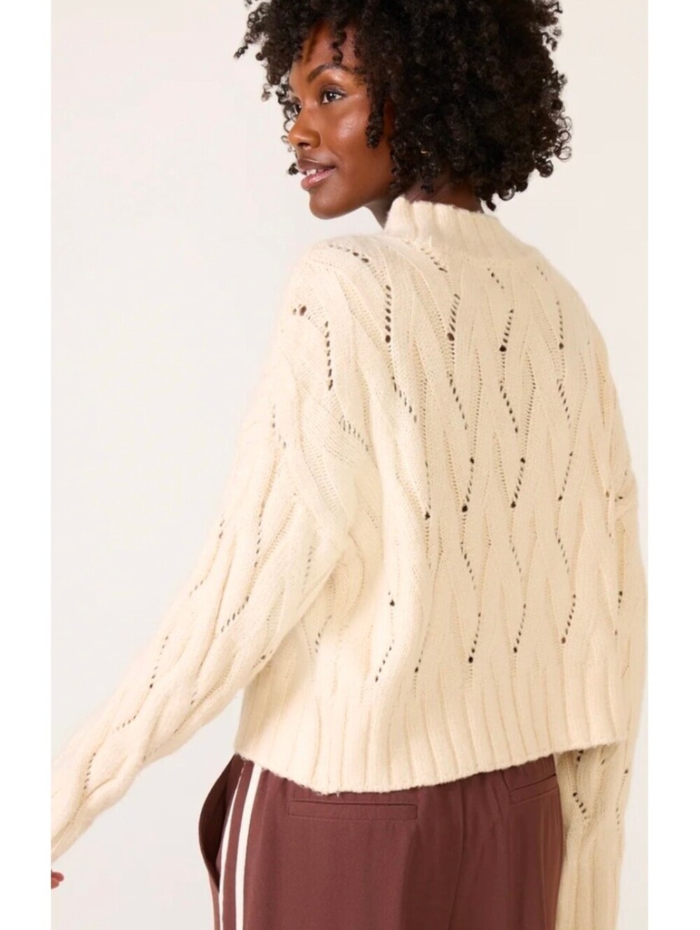 Evereve Virginia Mock Neck Pullover Sweater in Oatmeal - Size S
